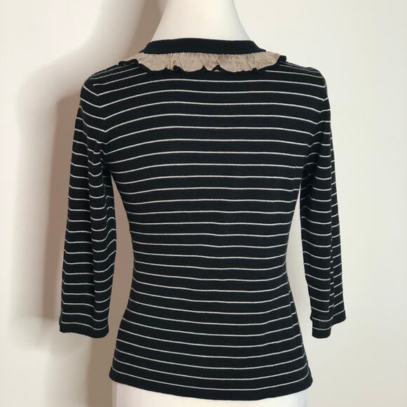 CAbi Sweater SM Ruffle Collar Detail Style 276 Button Front V-Neck Cotton - Picture 4 of 6